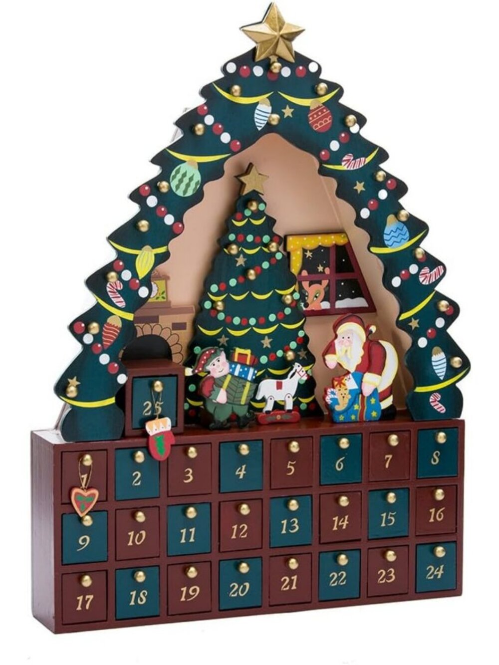 24-Piece Christmas Tree Advent Calendar - Festive Holiday Countdown, 16-Inch